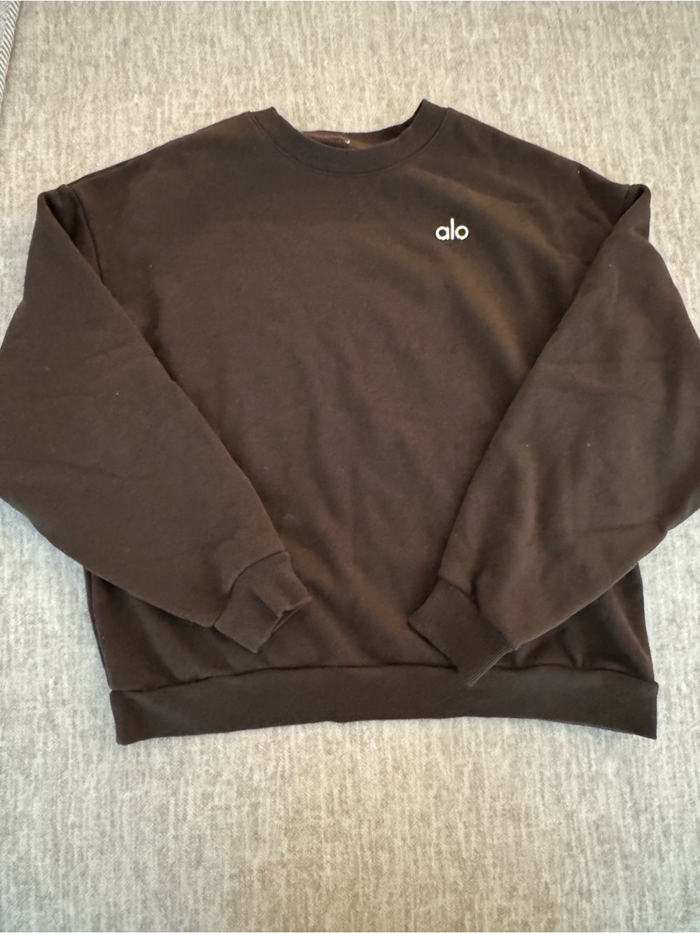 ALO Yoga Brown Crewneck Pullover with White Logo